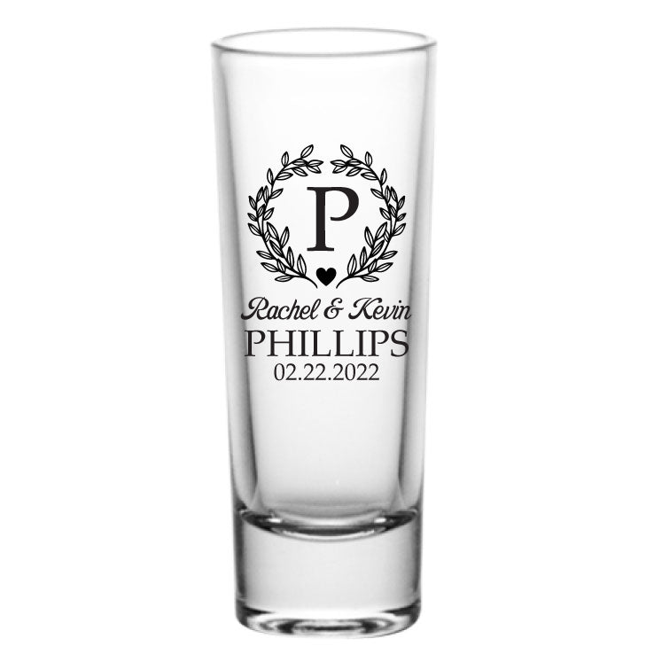 Tall Monogram shot glasses-CLOSEOUT SALE 12 PIECES LEFT
