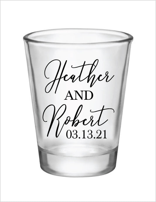 Wedding shot glasses- name and date
