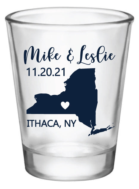 New York wedding shot glasses