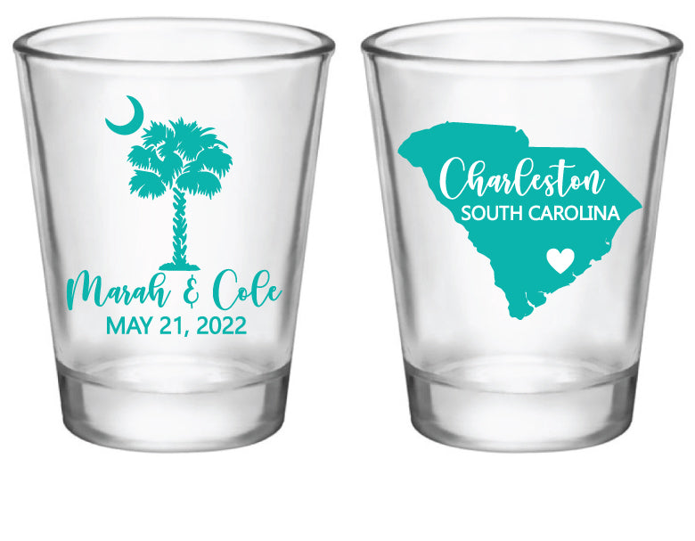 South Carolina wedding shot glasses