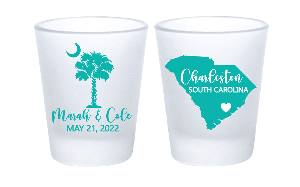 South Carolina wedding shot glasses