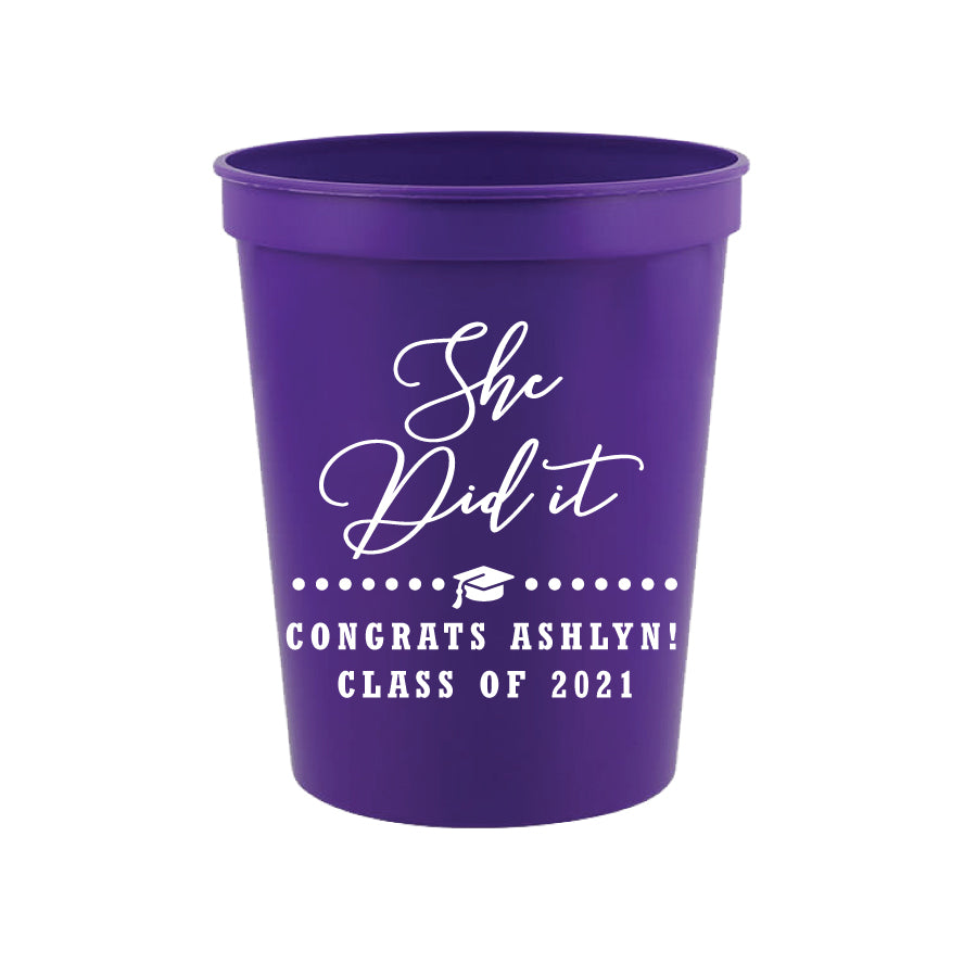 She did it graduation cups