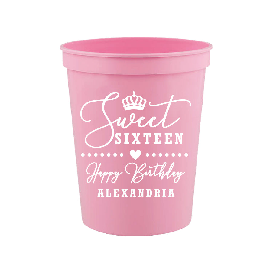 Personalized sweet 16 birthday cups