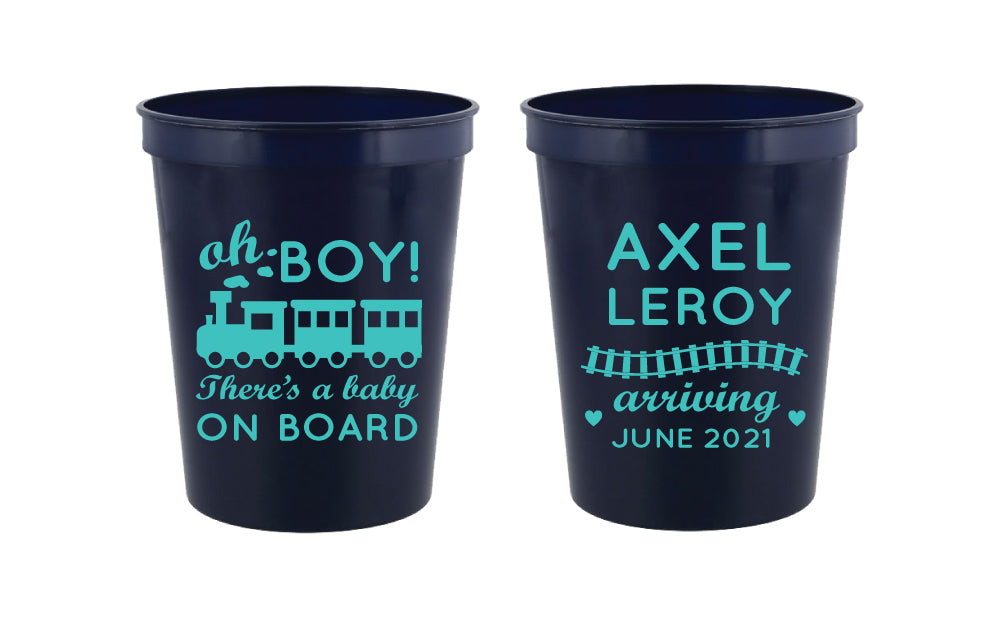 Train baby shower cups