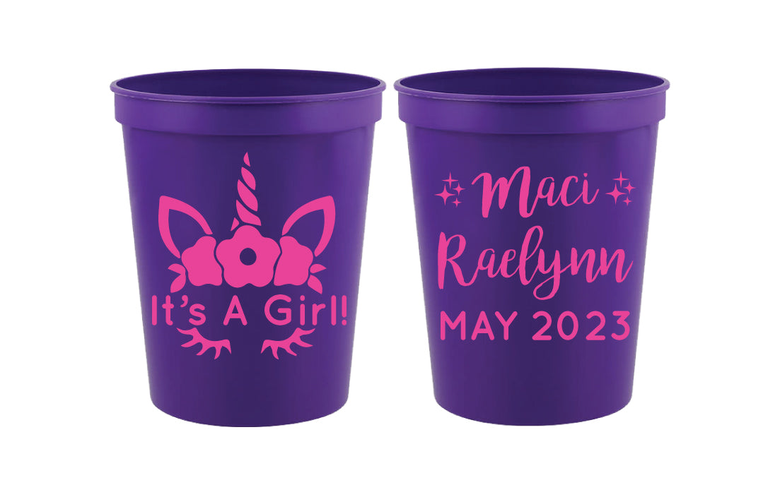 Unicorn baby shower cups