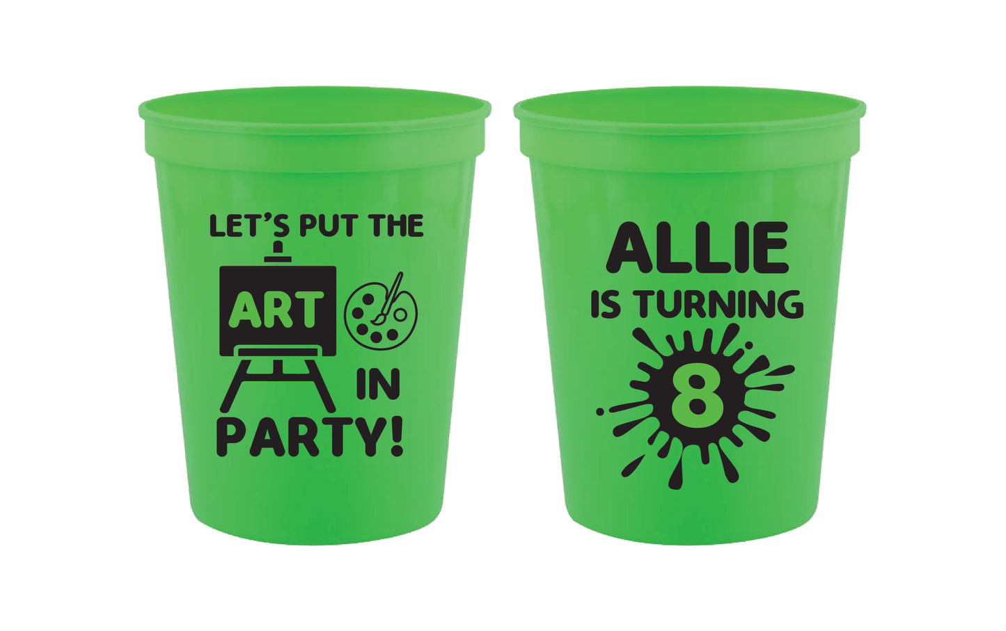 Vasos de cumpleaños para fiestas de arte