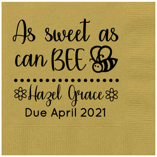 Bumblebee baby shower napkins