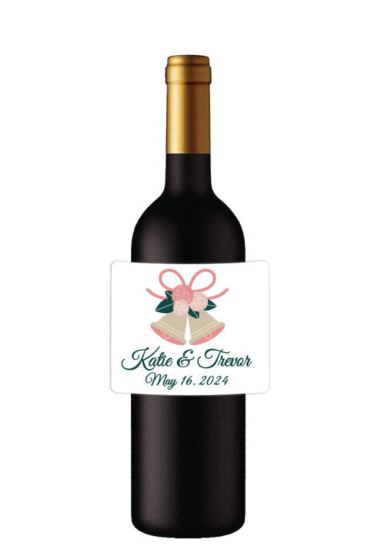 Wedding wine bottle labels- wedding bells