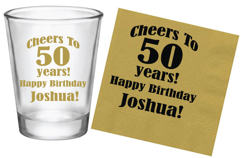 Shot glass + Napkin bundle- Any age birthday