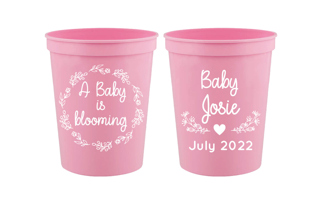 A baby is blooming- baby shower cups