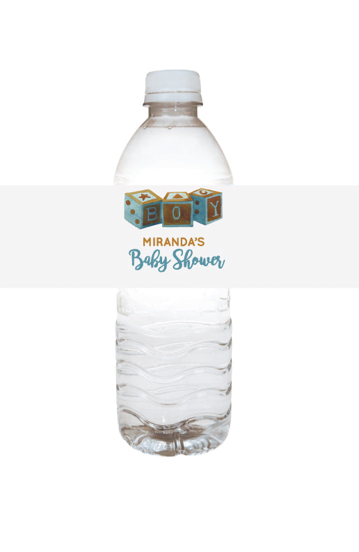 Boy Baby shower water bottle labels