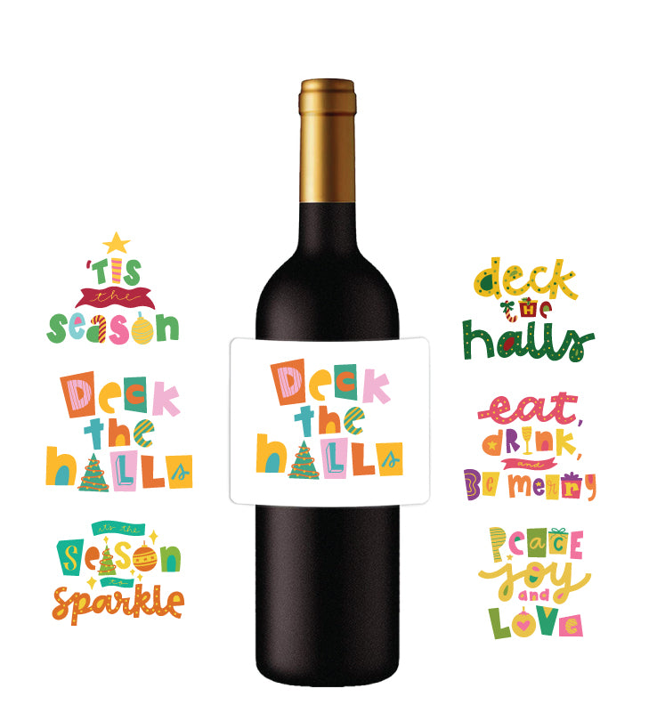 Etiquetas para botellas de vino navideñas