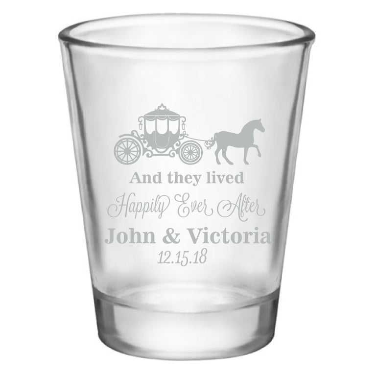 princess wedding favors, personalized shot glasses