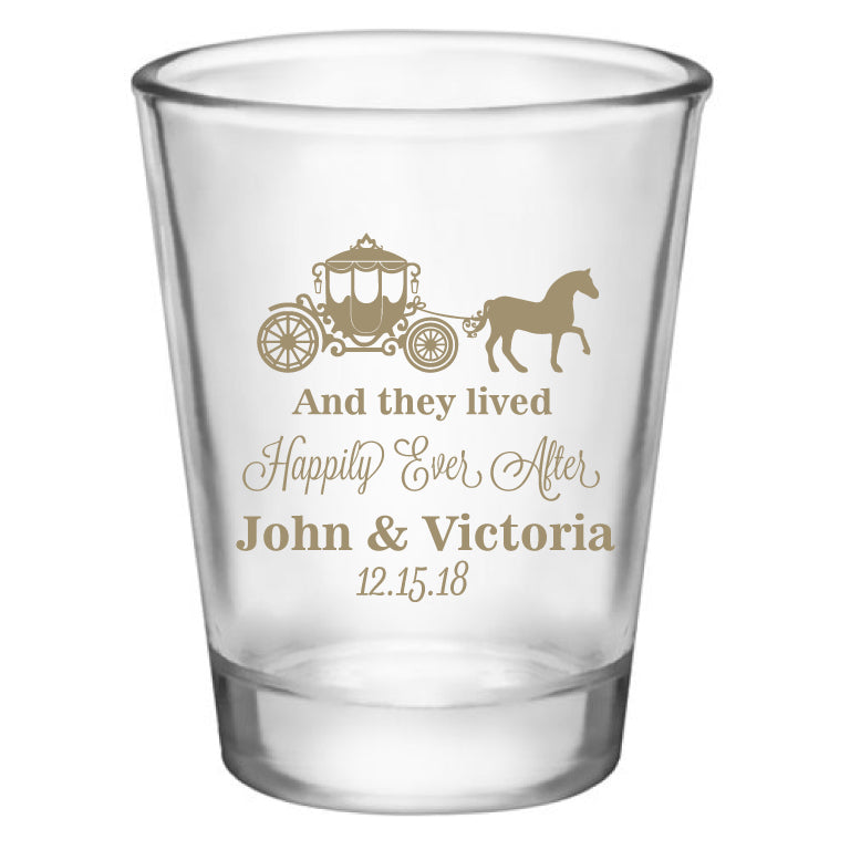princess wedding favors, personalized shot glasses