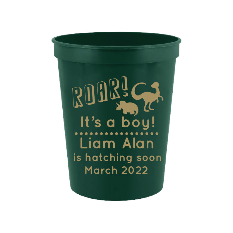 Vasos para baby shower con forma de dinosaurio