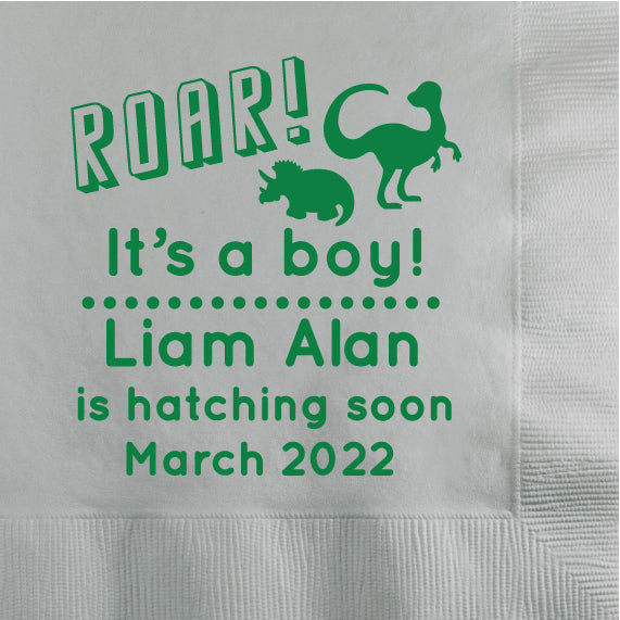 Servilletas para baby shower con diseño de dinosaurios