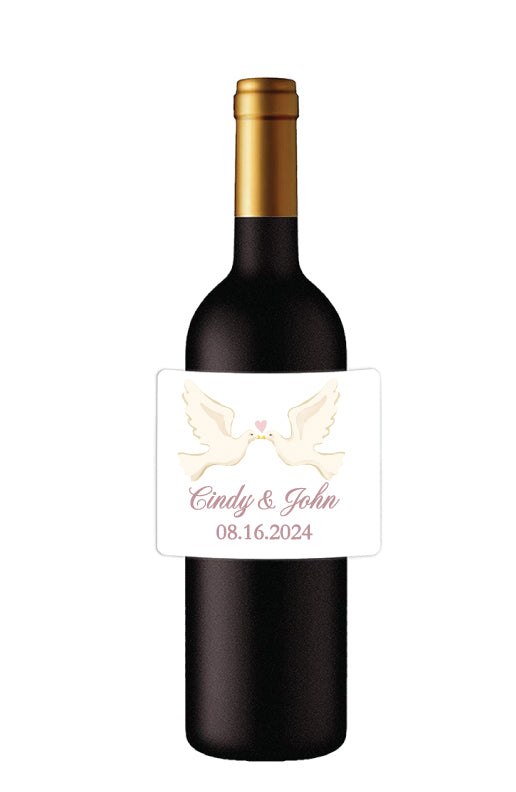 Wedding wine bottle labels- Doves