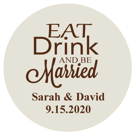 Wedding coasters, Eat drink and be married, extra thick pulp board personalized coasters