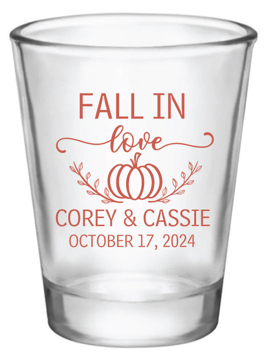 Fall in Love Wedding Shot Glasses