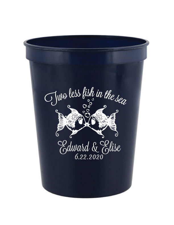 Two less fish in the sea wedding cups