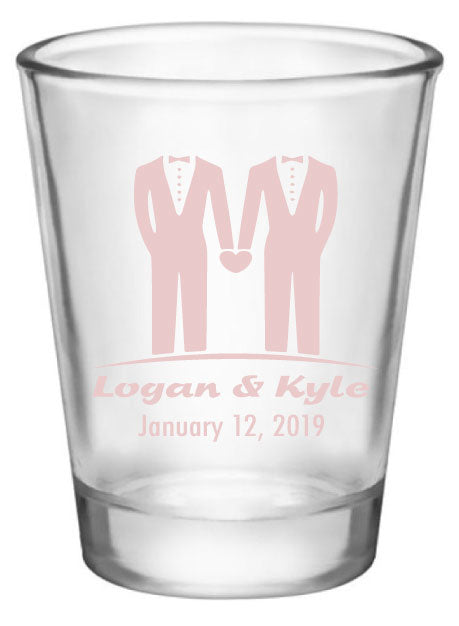 Mr. & Mr. wedding shot glasses, same sex wedding, personalized wedding favors