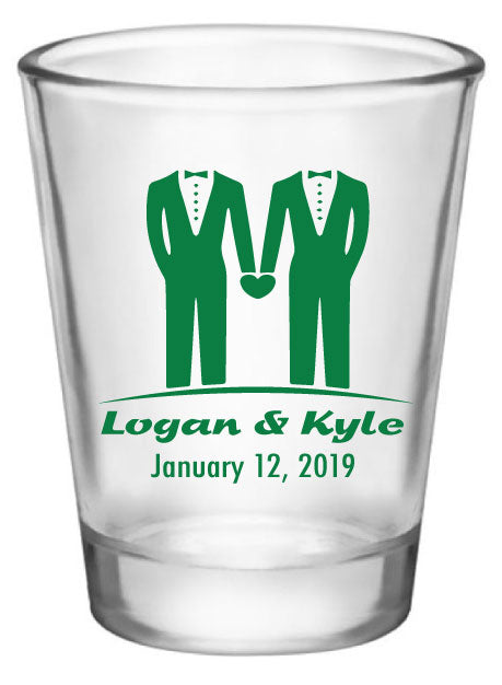 Mr. & Mr. wedding shot glasses, same sex wedding, personalized wedding favors