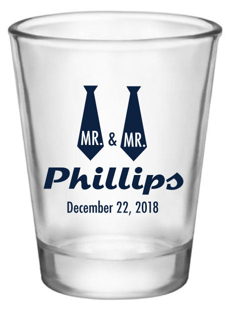 Mr. & Mr. wedding shot glasses, same sex wedding, personalized wedding favors