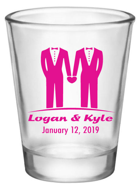 Mr. & Mr. wedding shot glasses, same sex wedding, personalized wedding favors