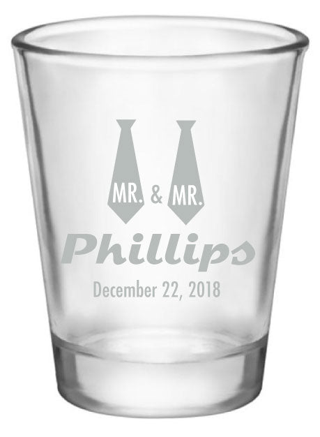 Mr. & Mr. wedding shot glasses, LGBTQ+, personalized wedding favors