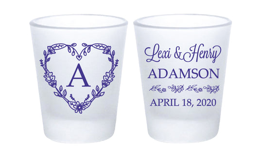 Vasos de chupito con monograma de corazón