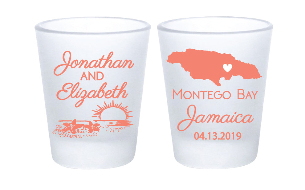 Jamaica wedding shot glasses