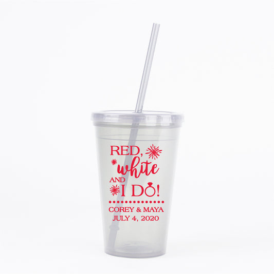 Personalized 4th of july wedding cups 