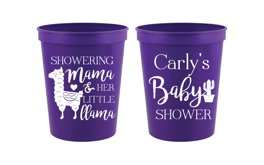 Llama baby shower cups