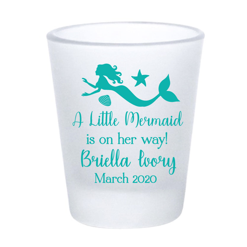 Personalized mermaid baby shower shot glasses