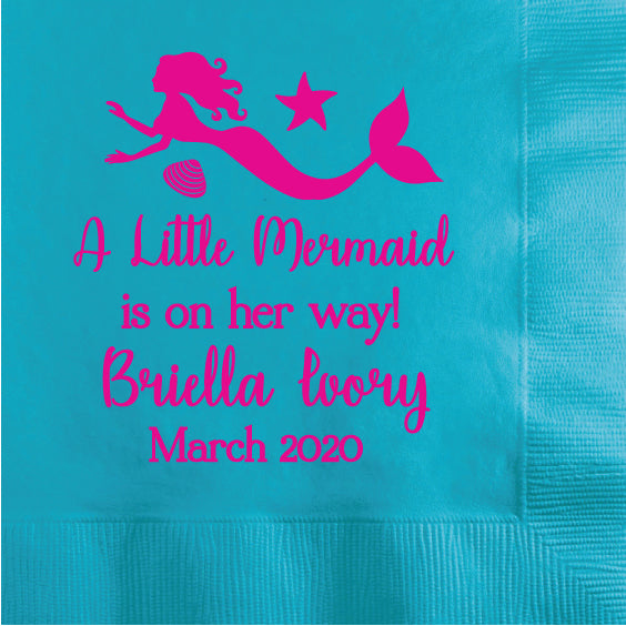 Mermaid baby shower napkins