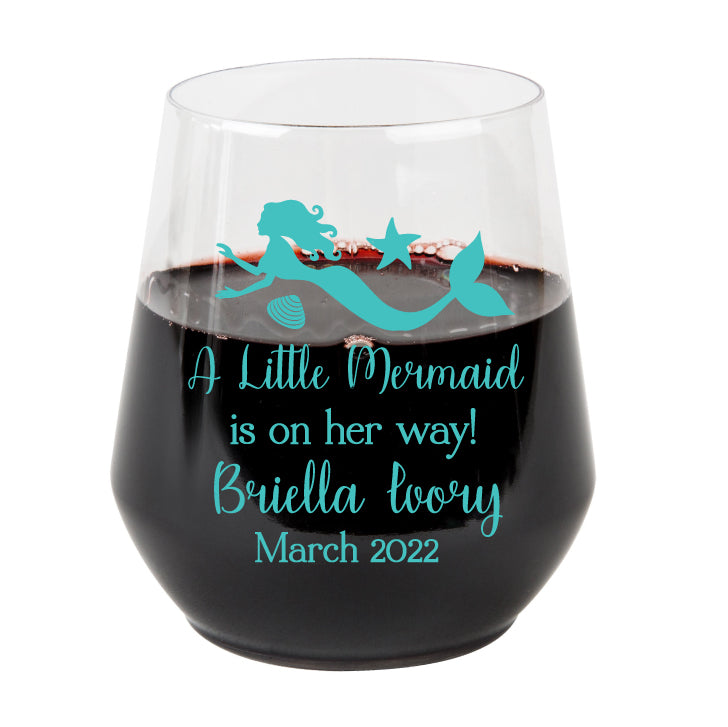 Plastic wine glasses- mermaid baby shower