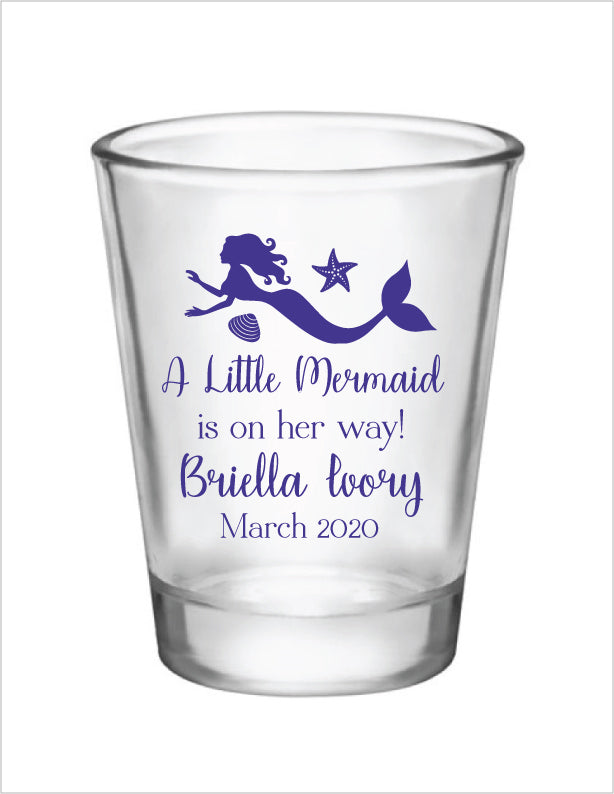 Personalized mermaid baby shower shot glasses