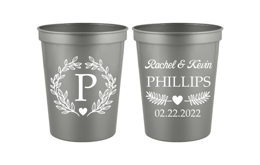 Monogram wedding cups