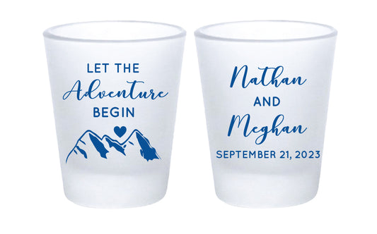 Mountain wedding shot glasses