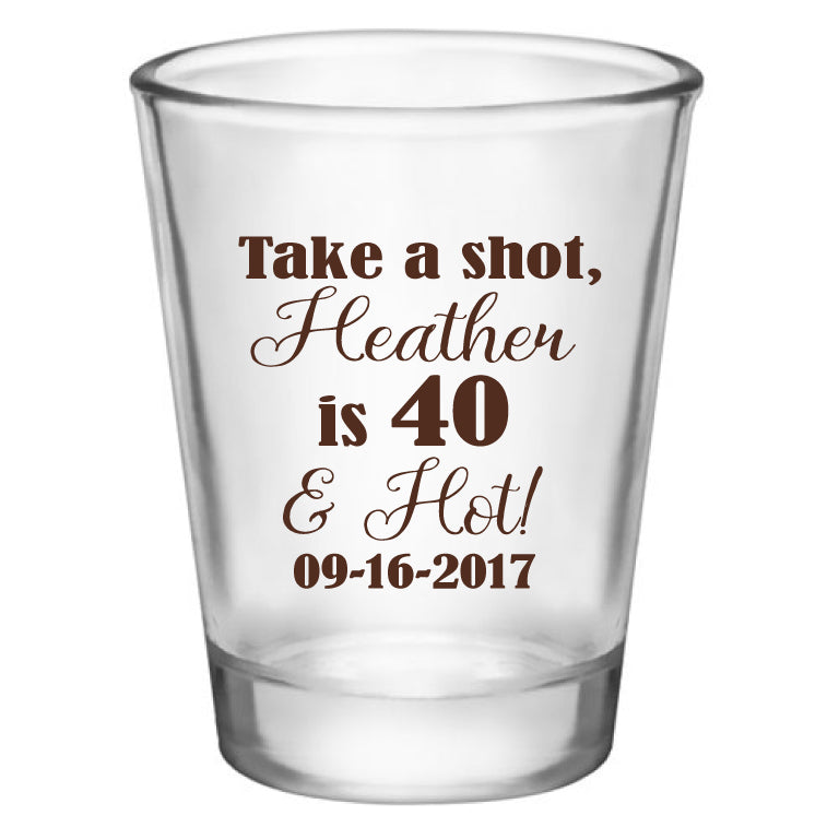 personalized birthday shot glasses, customized for any age birthday, personalized party favors