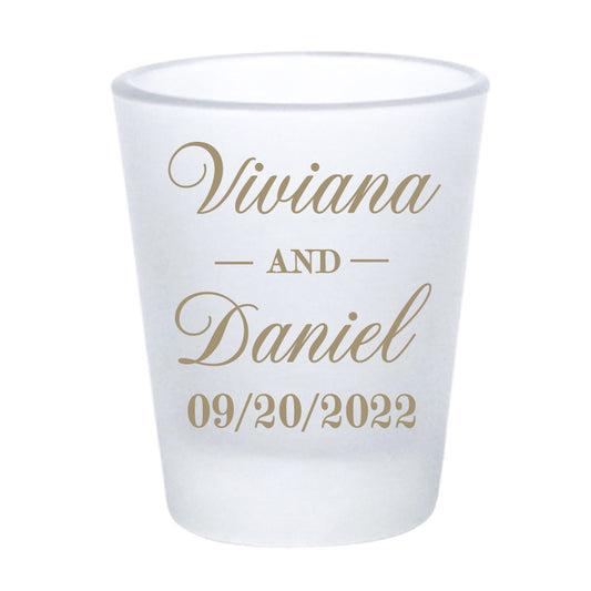 Vasos de chupito para bodas con nombres y fecha