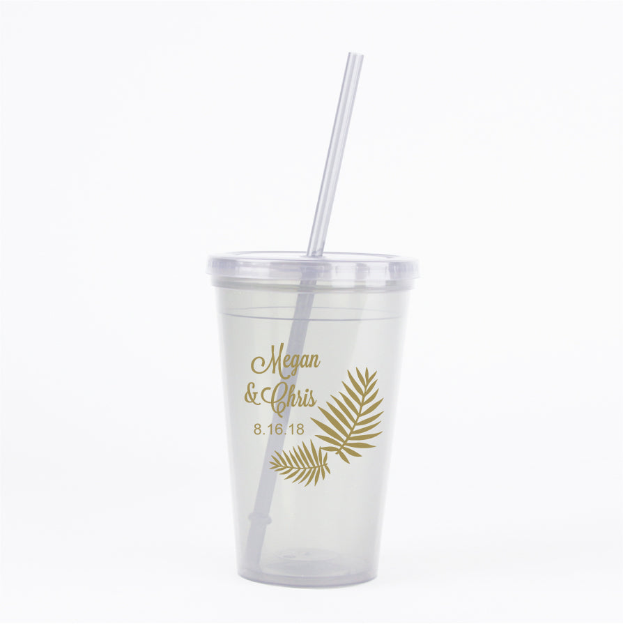 Palm leaf wedding tumblers