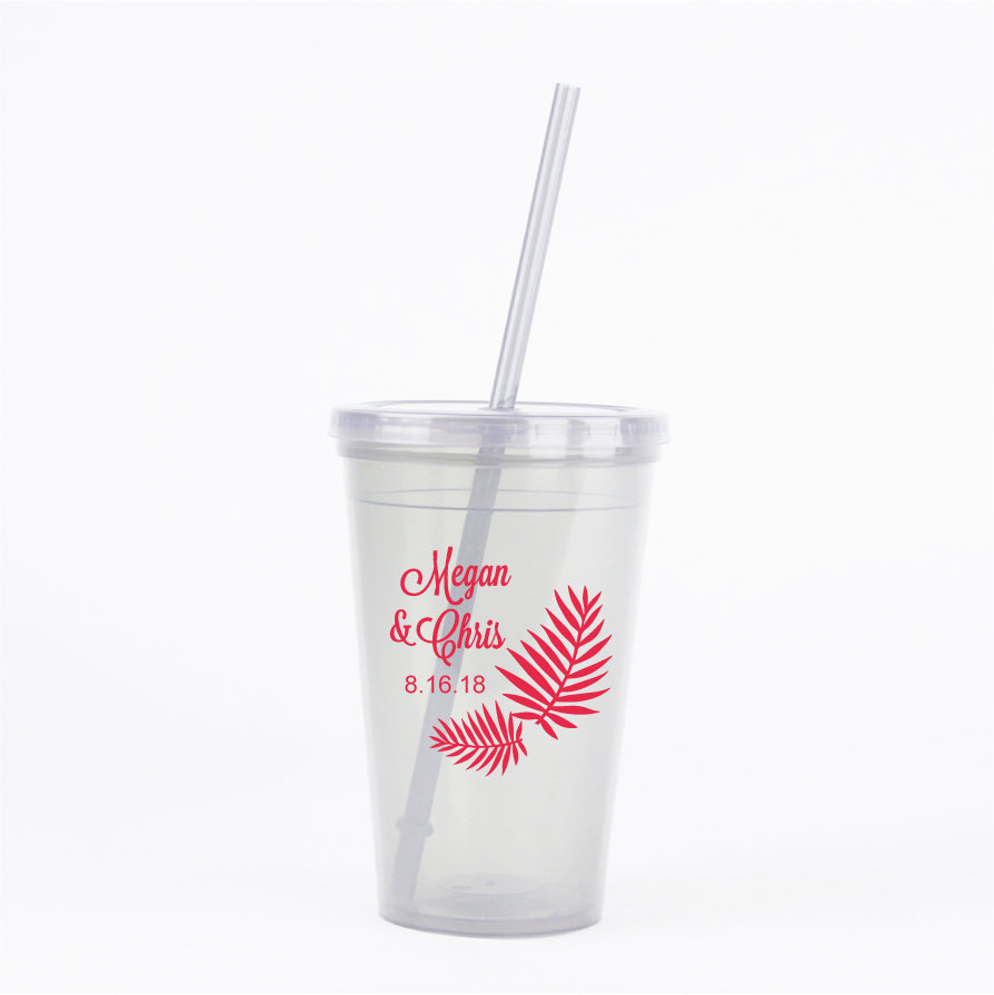 Palm leaf wedding tumblers