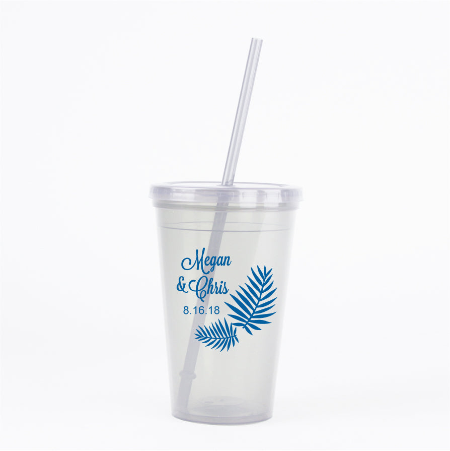 Palm leaf wedding tumblers