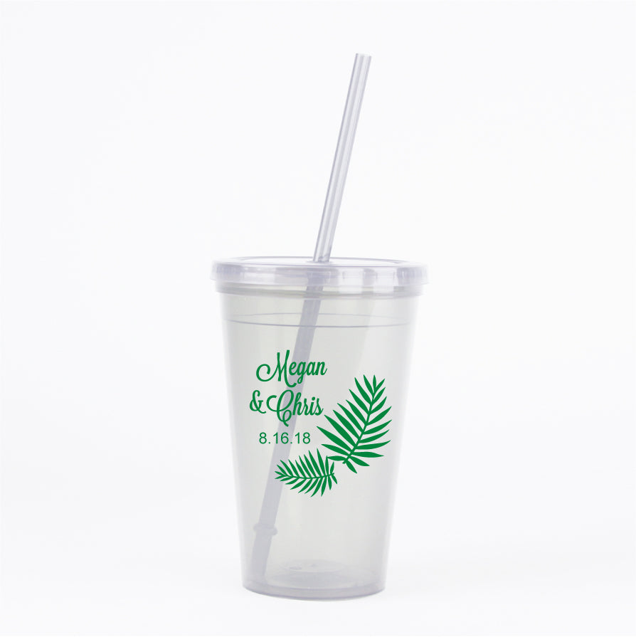 Palm leaf wedding tumblers