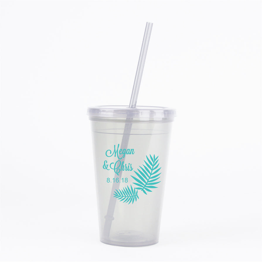 Palm leaf wedding tumblers