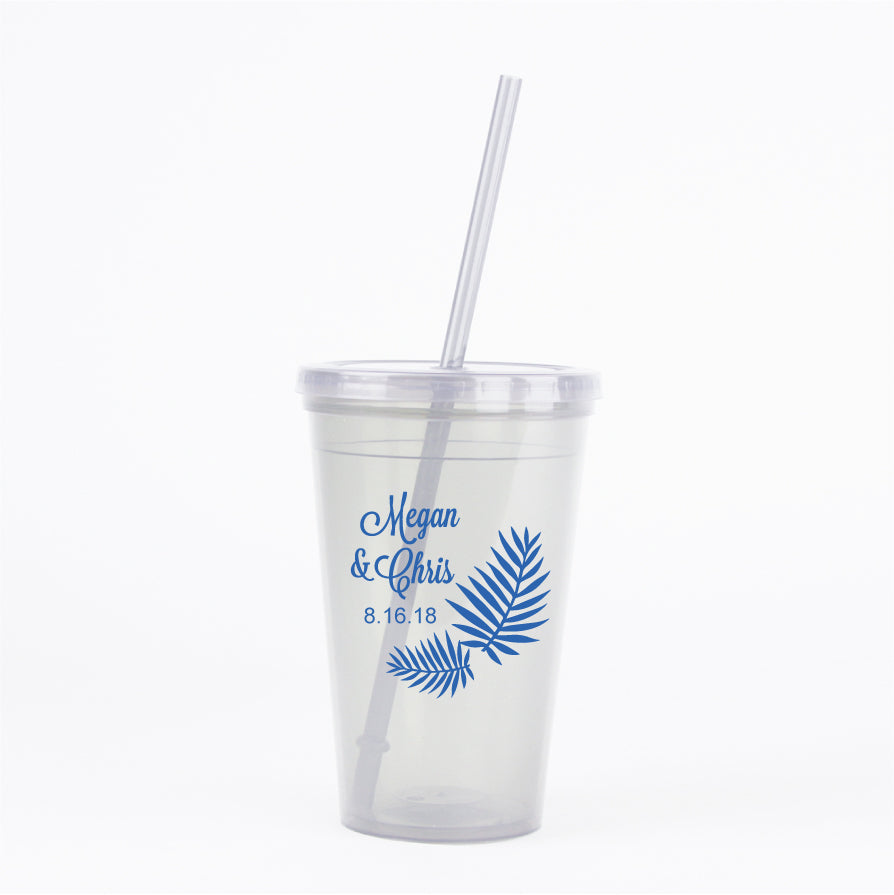 Palm leaf wedding tumblers