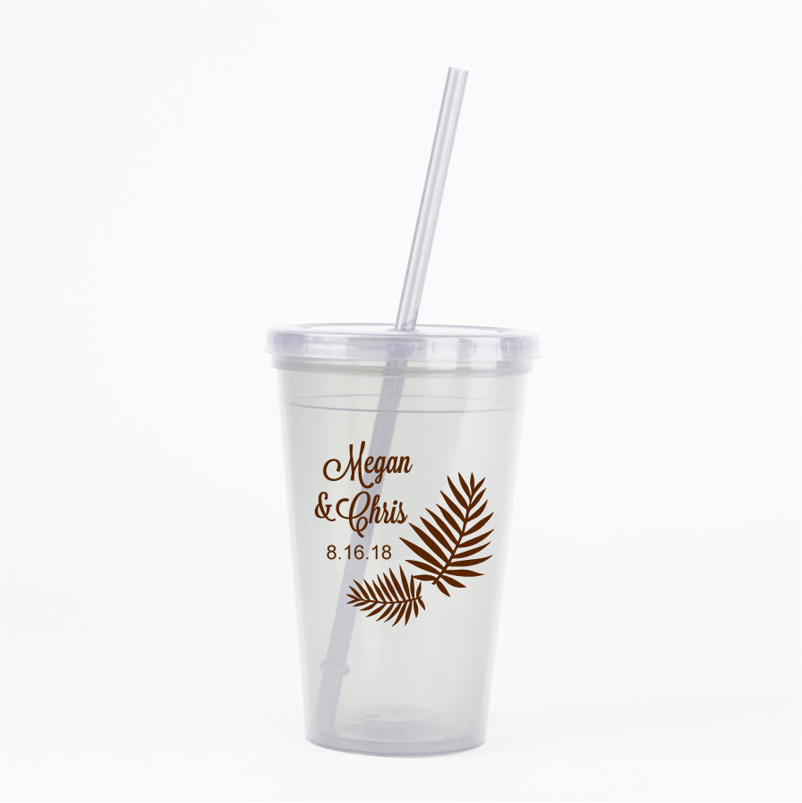 Palm leaf wedding tumblers