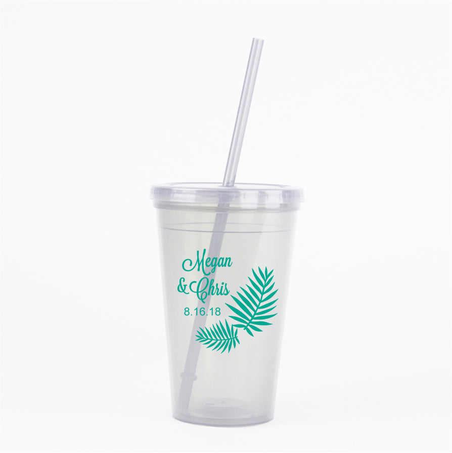 Palm leaf wedding tumblers