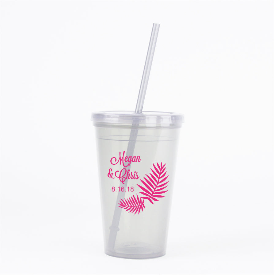 Palm leaf wedding tumblers